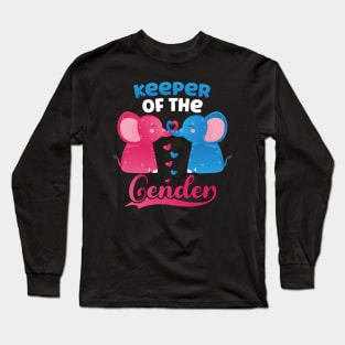 Keeper of the Gender Blue Pink Elephant Cute Gender Reveal Long Sleeve T-Shirt